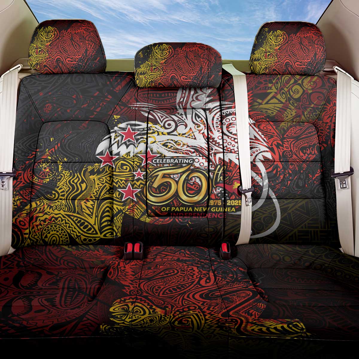 PNG 1975 - 2025 Back Car Seat Cover Papua New Guinea 50th Independence Anniversary DT02 One Size Art - Polynesian Pride