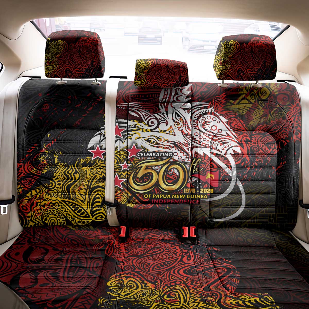 PNG 1975 - 2025 Back Car Seat Cover Papua New Guinea 50th Independence Anniversary DT02 - Polynesian Pride