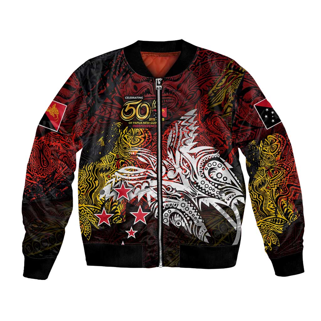 PNG 1975 - 2025 Bomber Jacket Papua New Guinea 50th Independence Anniversary DT02 Unisex Art - Polynesian Pride