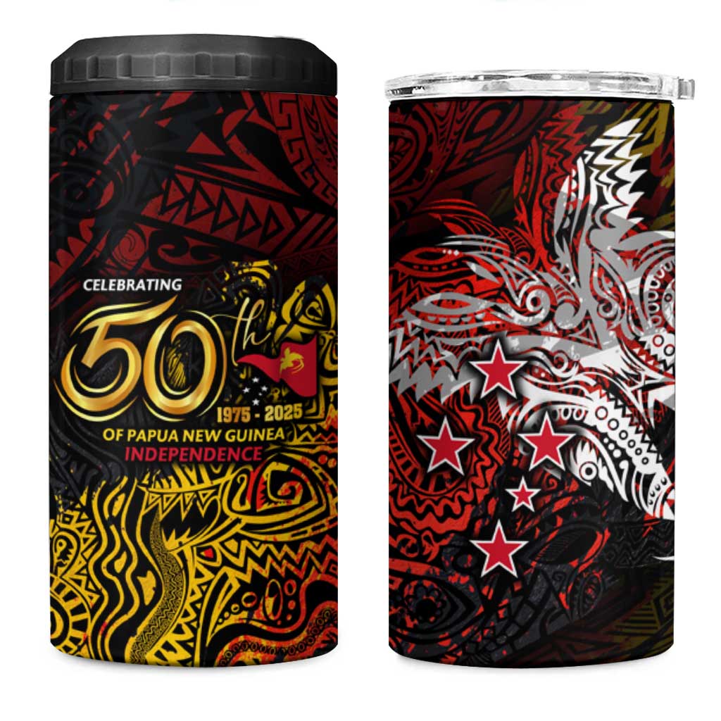 PNG 1975 - 2025 4 in 1 Can Cooler Tumbler Papua New Guinea 50th Independence Anniversary DT02 One Size: 16 oz Art - Polynesian Pride