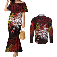 PNG 1975 - 2025 Couples Matching Mermaid Dress and Long Sleeve Button Shirt Papua New Guinea 50th Independence Anniversary DT02 Art - Polynesian Pride