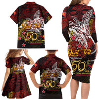 PNG 1975 - 2025 Family Matching Long Sleeve Bodycon Dress and Hawaiian Shirt Papua New Guinea 50th Independence Anniversary DT02 - Polynesian Pride