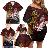 PNG 1975 - 2025 Family Matching Off Shoulder Short Dress and Hawaiian Shirt Papua New Guinea 50th Independence Anniversary DT02 - Polynesian Pride