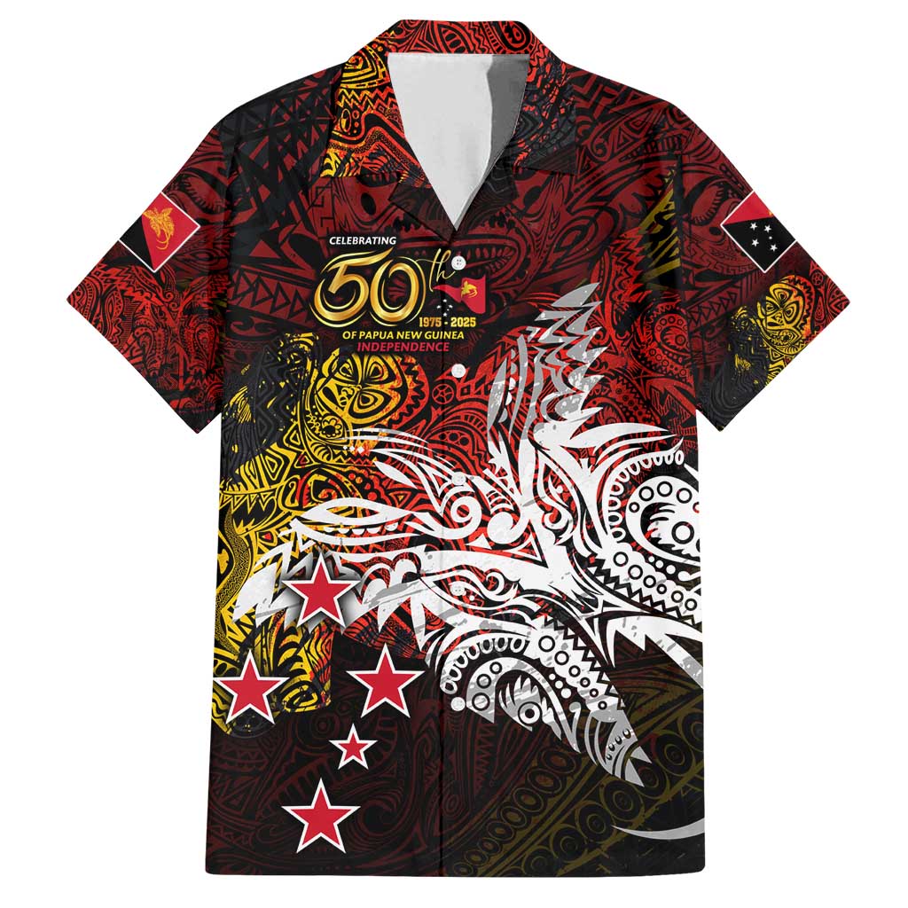 PNG 1975 - 2025 Family Matching Summer Maxi Dress and Hawaiian Shirt Papua New Guinea 50th Independence Anniversary DT02 Dad's Shirt - Short Sleeve Art - Polynesian Pride