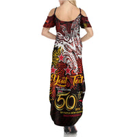 PNG 1975 - 2025 Family Matching Summer Maxi Dress and Hawaiian Shirt Papua New Guinea 50th Independence Anniversary DT02 - Polynesian Pride