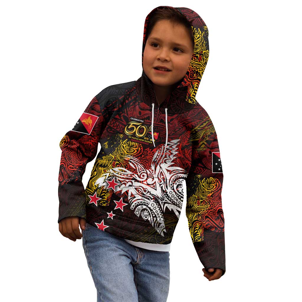 PNG 1975 - 2025 Kid Hoodie Papua New Guinea 50th Independence Anniversary DT02 - Polynesian Pride