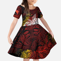 PNG 1975 - 2025 Kid Short Sleeve Dress Papua New Guinea 50th Independence Anniversary DT02 KID Art - Polynesian Pride