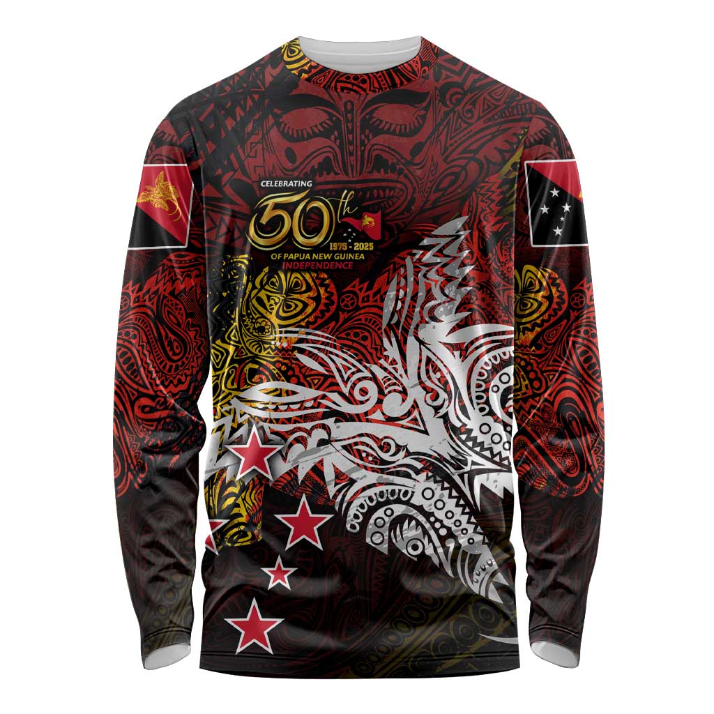 PNG 1975 - 2025 Long Sleeve Shirt Papua New Guinea 50th Independence Anniversary DT02 Unisex Art - Polynesian Pride