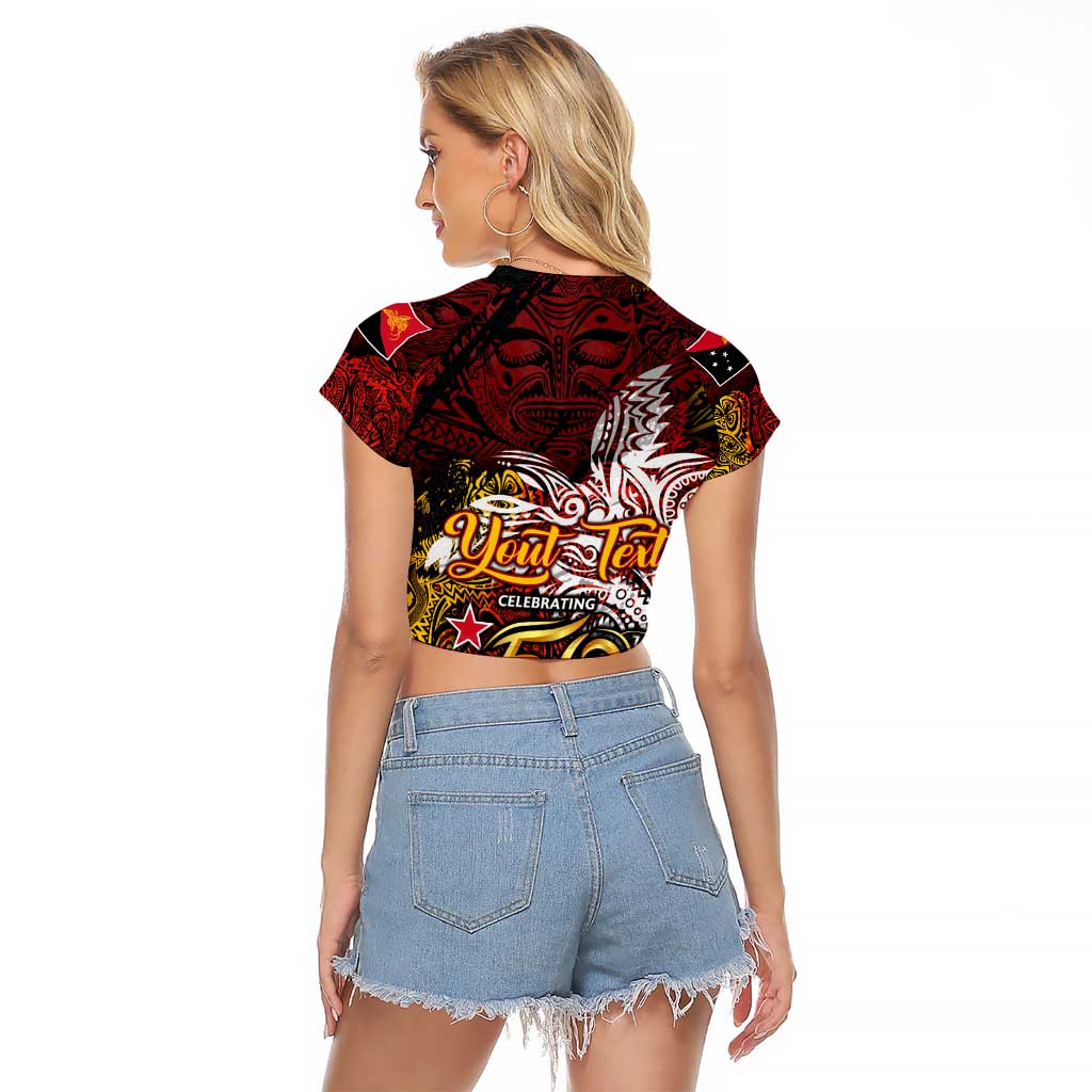 PNG 1975 - 2025 Raglan Cropped T Shirt Papua New Guinea 50th Independence Anniversary DT02 - Polynesian Pride