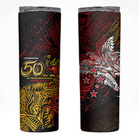 PNG 1975 - 2025 Skinny Tumbler Papua New Guinea 50th Independence Anniversary DT02 Art - Polynesian Pride