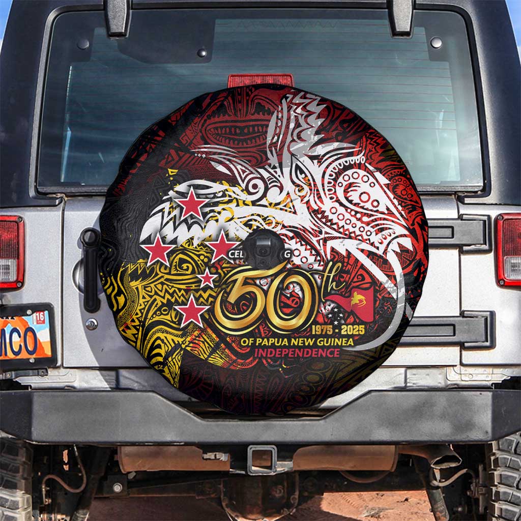 PNG 1975 - 2025 Spare Tire Cover Papua New Guinea 50th Independence Anniversary DT02 Art - Polynesian Pride