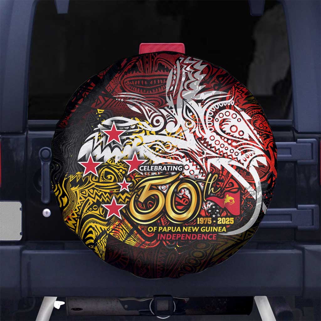 PNG 1975 - 2025 Spare Tire Cover Papua New Guinea 50th Independence Anniversary DT02 No hole Art - Polynesian Pride