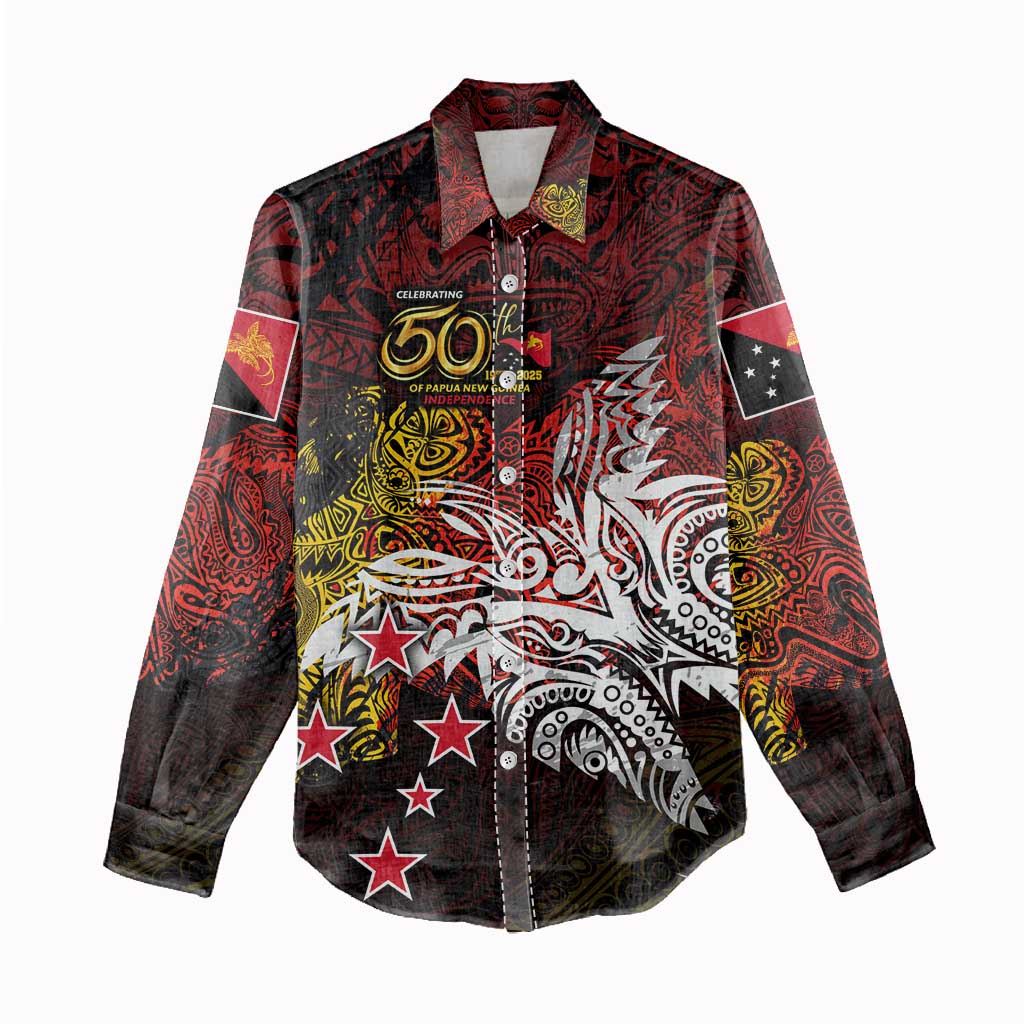 PNG 1975 - 2025 Women Casual Shirt Papua New Guinea 50th Independence Anniversary DT02 - Polynesian Pride