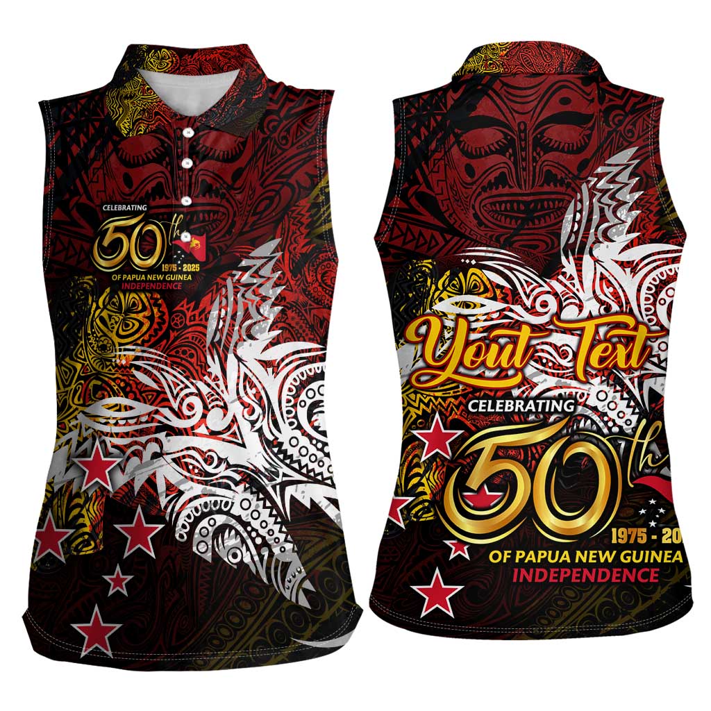 PNG 1975 - 2025 Women Sleeveless Polo Shirt Papua New Guinea 50th Independence Anniversary DT02 - Polynesian Pride