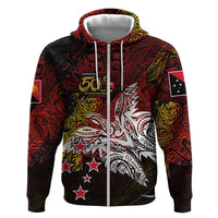 PNG 1975 - 2025 Zip Hoodie Papua New Guinea 50th Independence Anniversary DT02 Zip Hoodie Art - Polynesian Pride