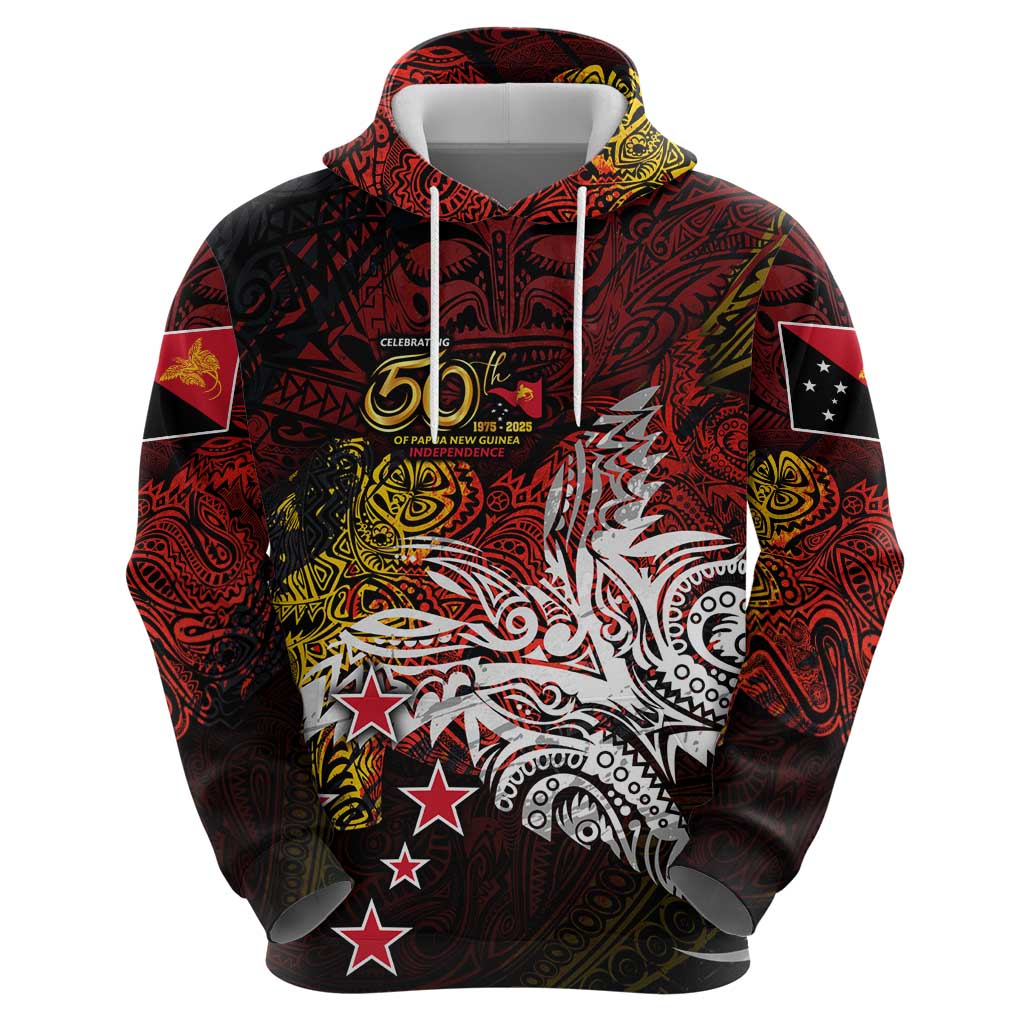PNG 1975 - 2025 Zip Hoodie Papua New Guinea 50th Independence Anniversary DT02 - Polynesian Pride
