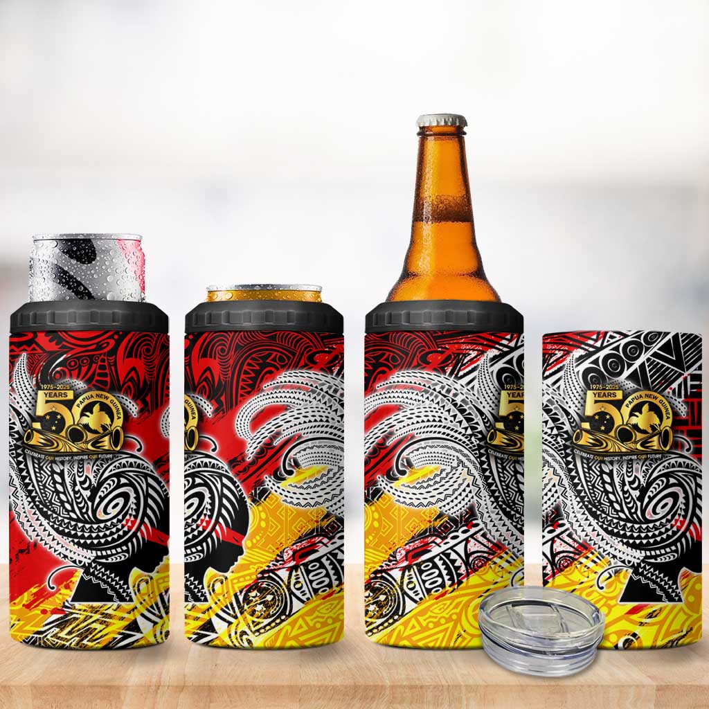 Papua New Guinea 50th Independence Day 4 in 1 Can Cooler Tumbler Celebrate Our History, Inspire Our Future DT02 - Polynesian Pride