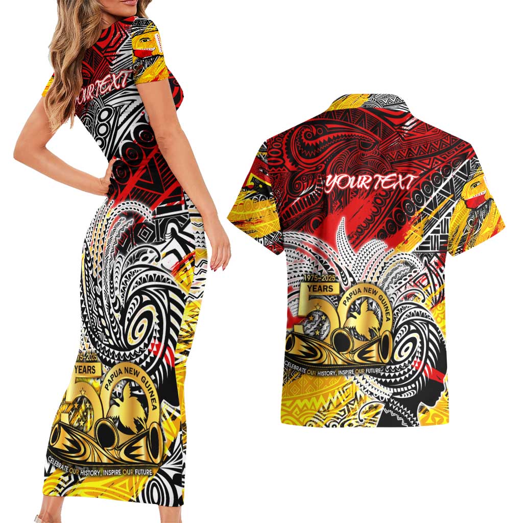 Papua New Guinea 50th Independence Day Couples Matching Short Sleeve Bodycon Dress and Hawaiian Shirt Celebrate Our History, Inspire Our Future DT02 - Polynesian Pride