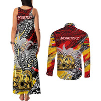 Papua New Guinea 50th Independence Day Couples Matching Tank Maxi Dress and Long Sleeve Button Shirt Celebrate Our History, Inspire Our Future DT02 - Polynesian Pride