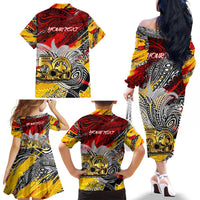 Papua New Guinea 50th Independence Day Family Matching Off The Shoulder Long Sleeve Dress and Hawaiian Shirt Celebrate Our History, Inspire Our Future DT02 - Polynesian Pride