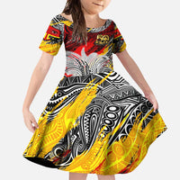 Papua New Guinea 50th Independence Day Family Matching Off Shoulder Maxi Dress and Hawaiian Shirt Celebrate Our History, Inspire Our Future DT02 Daughter's Dress Art - Polynesian Pride