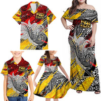 Papua New Guinea 50th Independence Day Family Matching Off Shoulder Maxi Dress and Hawaiian Shirt Celebrate Our History, Inspire Our Future DT02 - Polynesian Pride