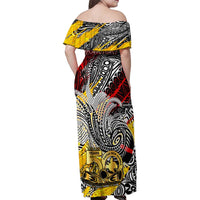 Papua New Guinea 50th Independence Day Family Matching Off Shoulder Maxi Dress and Hawaiian Shirt Celebrate Our History, Inspire Our Future DT02 - Polynesian Pride