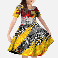Papua New Guinea 50th Independence Day Family Matching Short Sleeve Bodycon Dress and Hawaiian Shirt Celebrate Our History, Inspire Our Future DT02 Daughter's Dress Art - Polynesian Pride