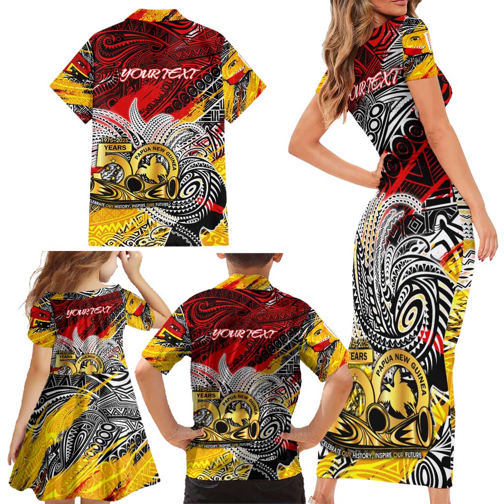 Papua New Guinea 50th Independence Day Family Matching Short Sleeve Bodycon Dress and Hawaiian Shirt Celebrate Our History, Inspire Our Future DT02 - Polynesian Pride