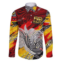 Papua New Guinea 50th Independence Day Family Matching Short Sleeve Bodycon Dress and Hawaiian Shirt Celebrate Our History, Inspire Our Future DT02 Dad's Shirt - Long Sleeve Art - Polynesian Pride