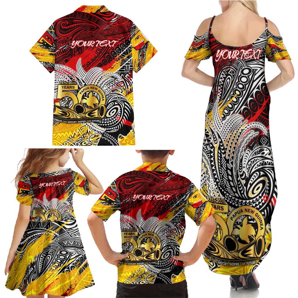 Papua New Guinea 50th Independence Day Family Matching Summer Maxi Dress and Hawaiian Shirt Celebrate Our History, Inspire Our Future DT02 - Polynesian Pride