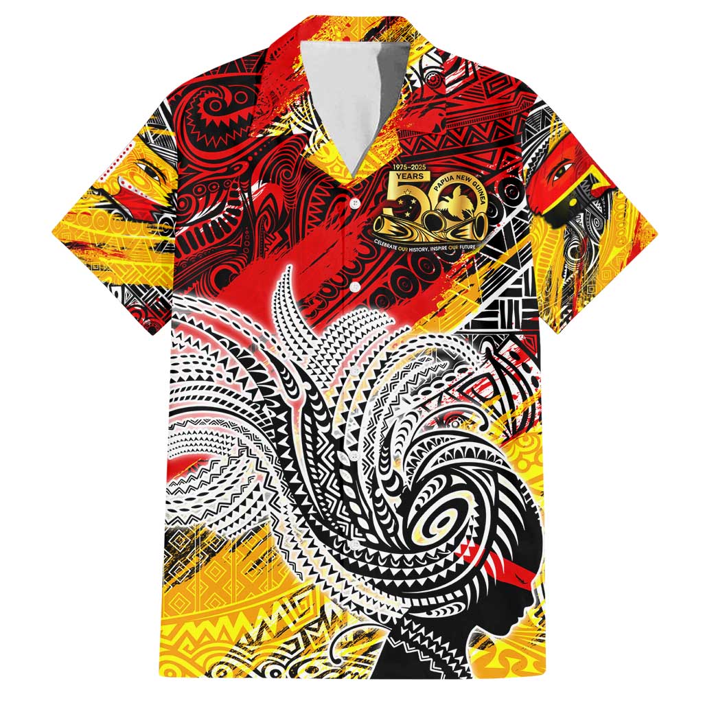 Papua New Guinea 50th Independence Day Family Matching Summer Maxi Dress and Hawaiian Shirt Celebrate Our History, Inspire Our Future DT02 Dad's Shirt - Short Sleeve Art - Polynesian Pride