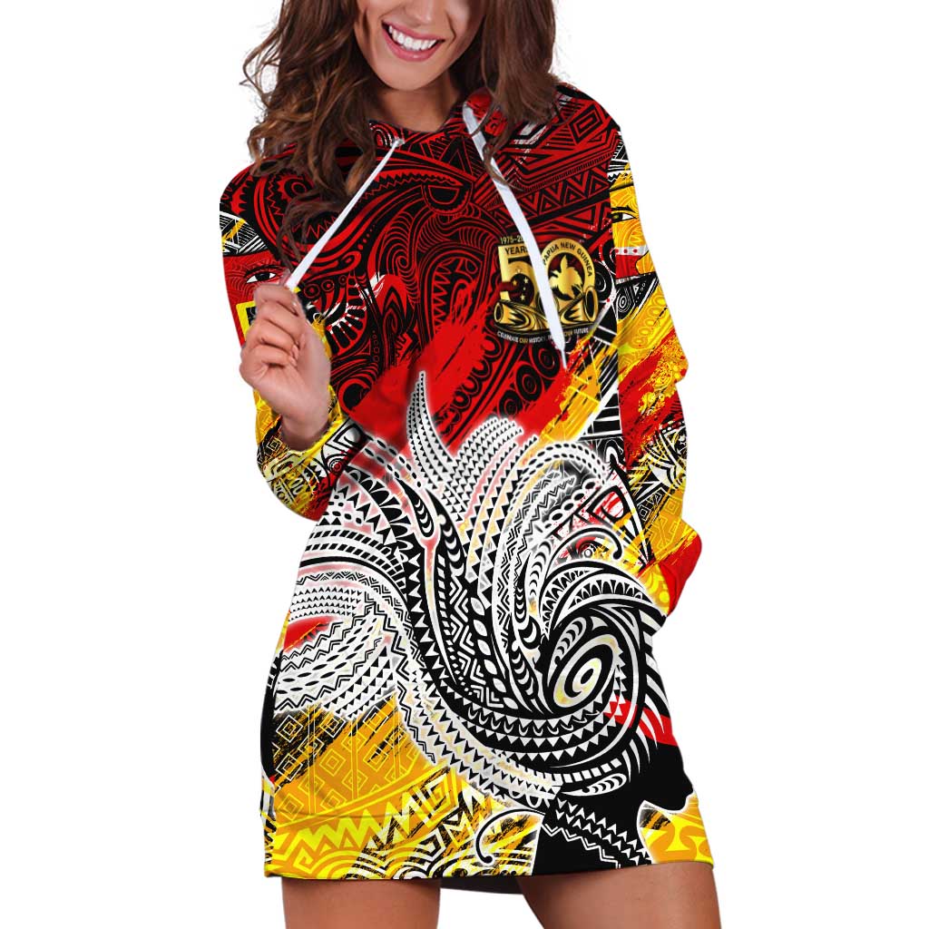 Papua New Guinea 50th Independence Day Hoodie Dress Celebrate Our History, Inspire Our Future DT02 Art - Polynesian Pride