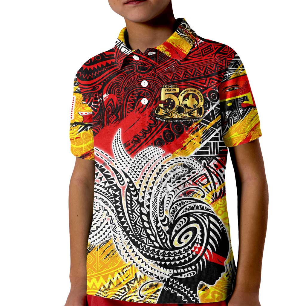 Papua New Guinea 50th Independence Day Kid Polo Shirt Celebrate Our History, Inspire Our Future DT02 Kid Art - Polynesian Pride