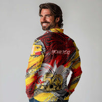 Papua New Guinea 50th Independence Day Long Sleeve Polo Shirt Celebrate Our History, Inspire Our Future DT02 - Polynesian Pride