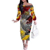 Papua New Guinea 50th Independence Day Off The Shoulder Long Sleeve Dress Celebrate Our History, Inspire Our Future DT02 Women Art - Polynesian Pride
