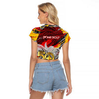 Papua New Guinea 50th Independence Day Raglan Cropped T Shirt Celebrate Our History, Inspire Our Future DT02 - Polynesian Pride