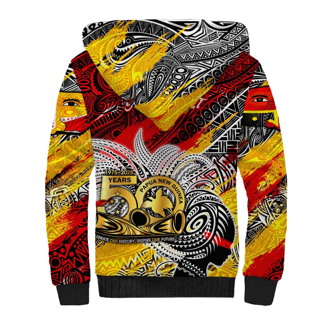 Papua New Guinea 50th Independence Day Sherpa Hoodie Celebrate Our History, Inspire Our Future DT02 - Polynesian Pride