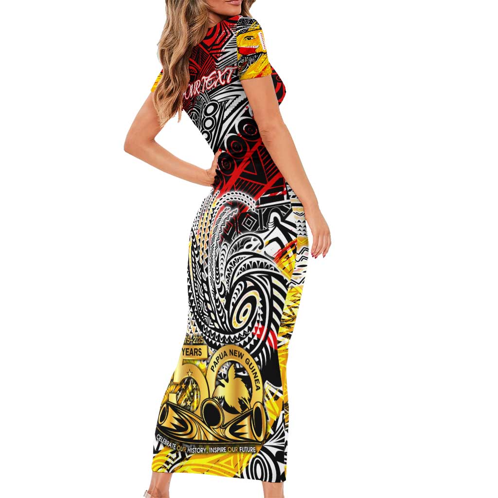 Papua New Guinea 50th Independence Day Short Sleeve Bodycon Dress Celebrate Our History, Inspire Our Future DT02 - Polynesian Pride