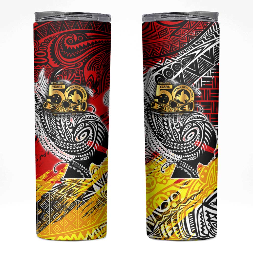 Papua New Guinea 50th Independence Day Skinny Tumbler Celebrate Our History, Inspire Our Future DT02 Art - Polynesian Pride