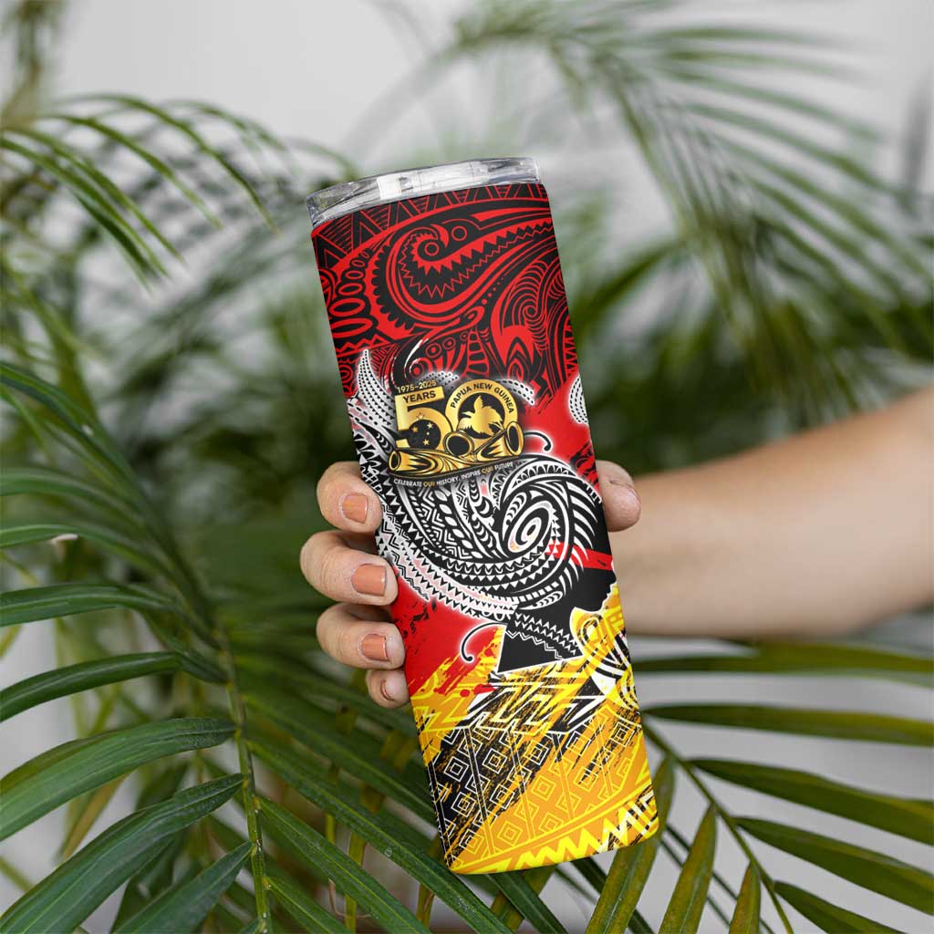 Papua New Guinea 50th Independence Day Skinny Tumbler Celebrate Our History, Inspire Our Future DT02 - Polynesian Pride