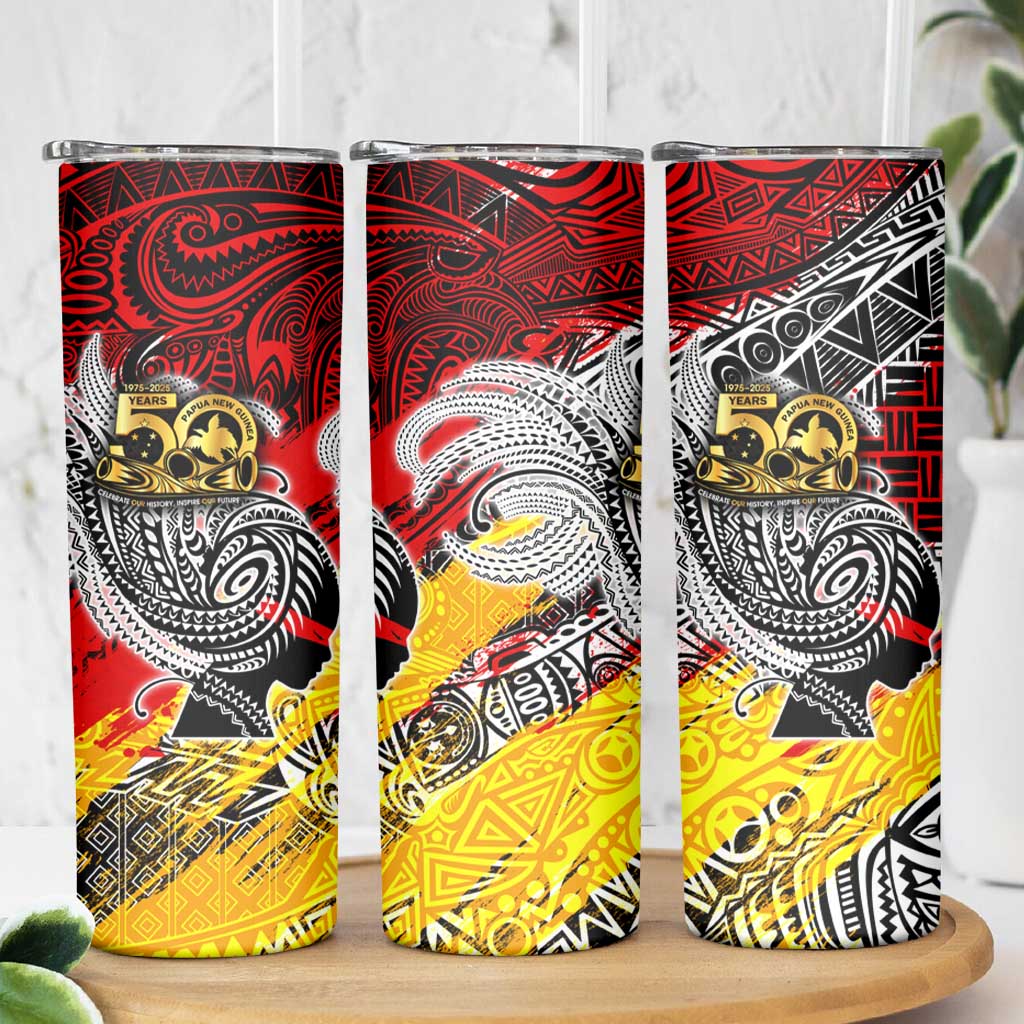 Papua New Guinea 50th Independence Day Skinny Tumbler Celebrate Our History, Inspire Our Future DT02 - Polynesian Pride