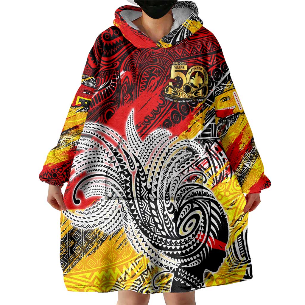 Papua New Guinea 50th Independence Day Wearable Blanket Hoodie Celebrate Our History, Inspire Our Future DT02 - Polynesian Pride