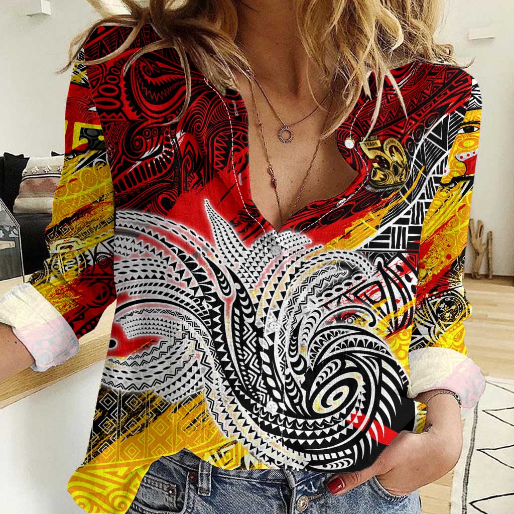 Papua New Guinea 50th Independence Day Women Casual Shirt Celebrate Our History, Inspire Our Future DT02 Female Art - Polynesian Pride