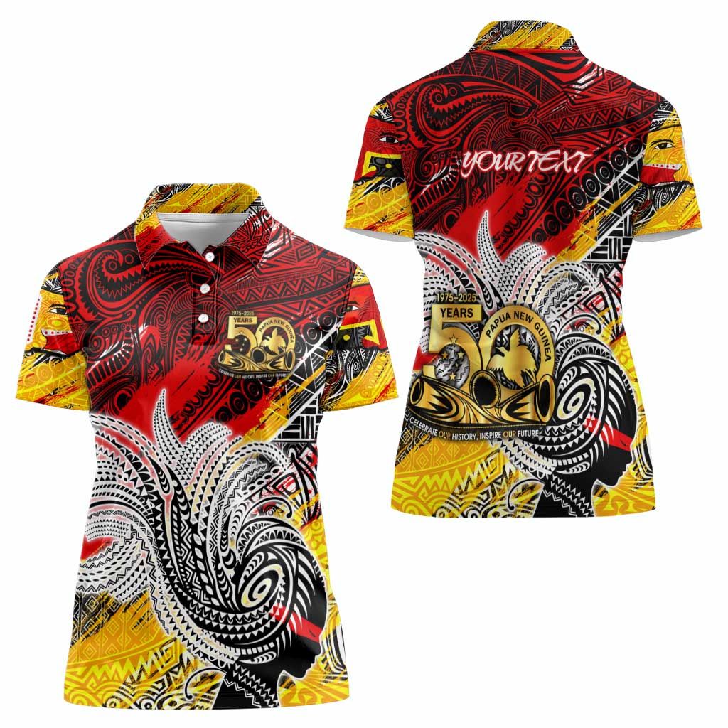 Papua New Guinea 50th Independence Day Women Polo Shirt Celebrate Our History, Inspire Our Future DT02 - Polynesian Pride