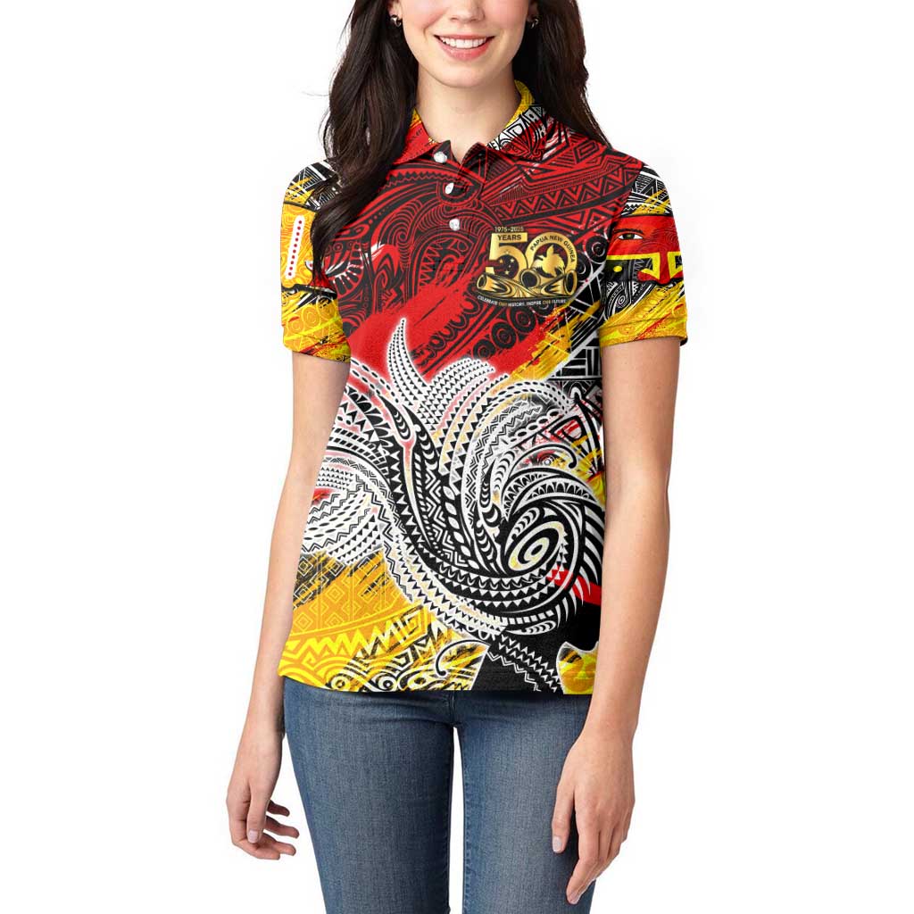 Papua New Guinea 50th Independence Day Women Polo Shirt Celebrate Our History, Inspire Our Future DT02 - Polynesian Pride