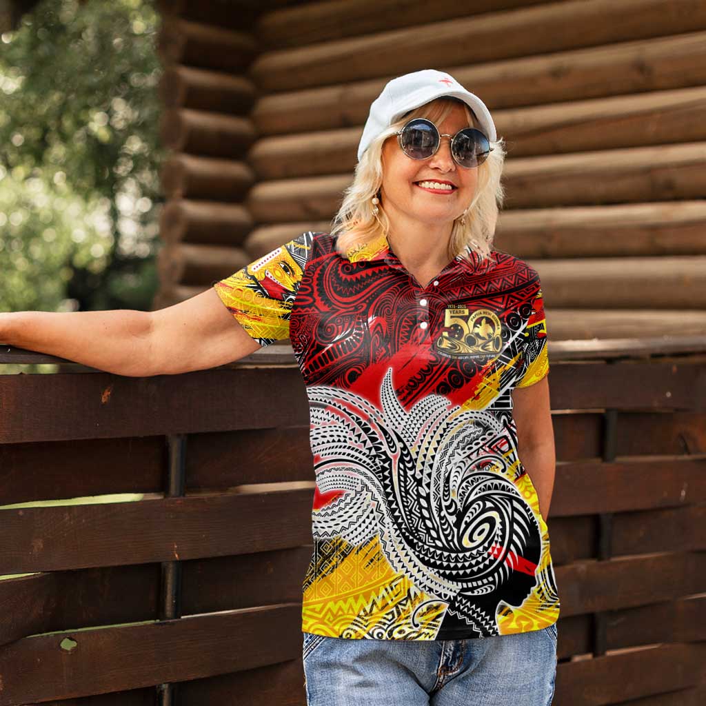Papua New Guinea 50th Independence Day Women Polo Shirt Celebrate Our History, Inspire Our Future DT02 - Polynesian Pride