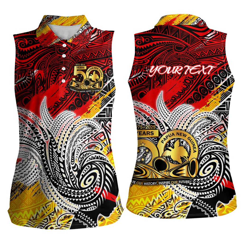 Papua New Guinea 50th Independence Day Women Sleeveless Polo Shirt Celebrate Our History, Inspire Our Future DT02 - Polynesian Pride