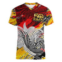Papua New Guinea 50th Independence Day Women V-Neck T-Shirt Celebrate Our History, Inspire Our Future DT02 Female Art - Polynesian Pride