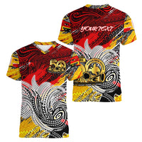 Papua New Guinea 50th Independence Day Women V-Neck T-Shirt Celebrate Our History, Inspire Our Future DT02 - Polynesian Pride